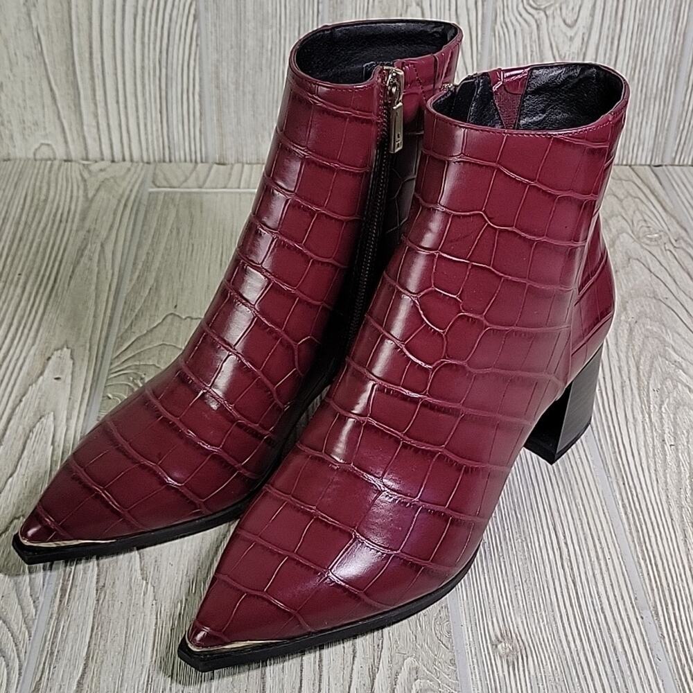 Kenneth Cole Roanne Burgundy Croc Print Ankle Bootie Womens Size 5.5 NEW - Picture 12 of 16